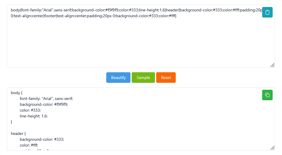 Инструмент CSS Beautifier Онлайн