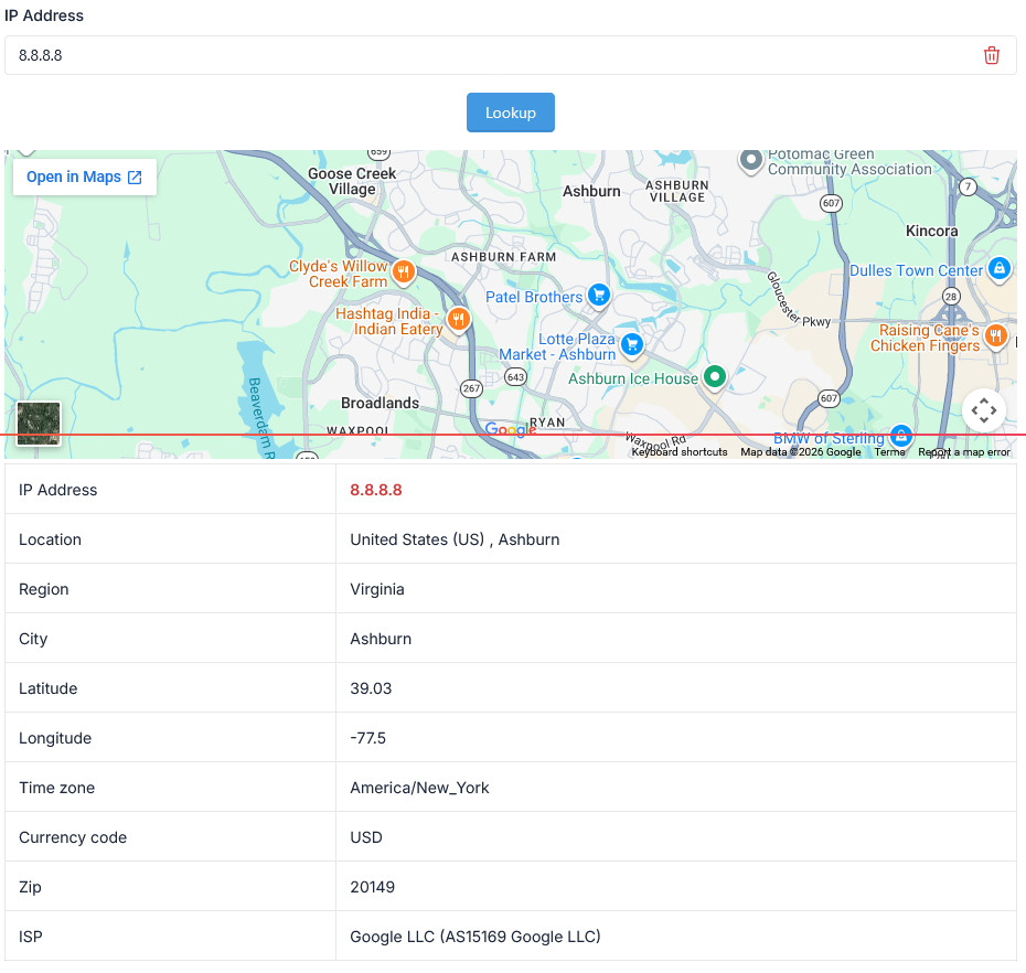 IP Address Lookup Tool