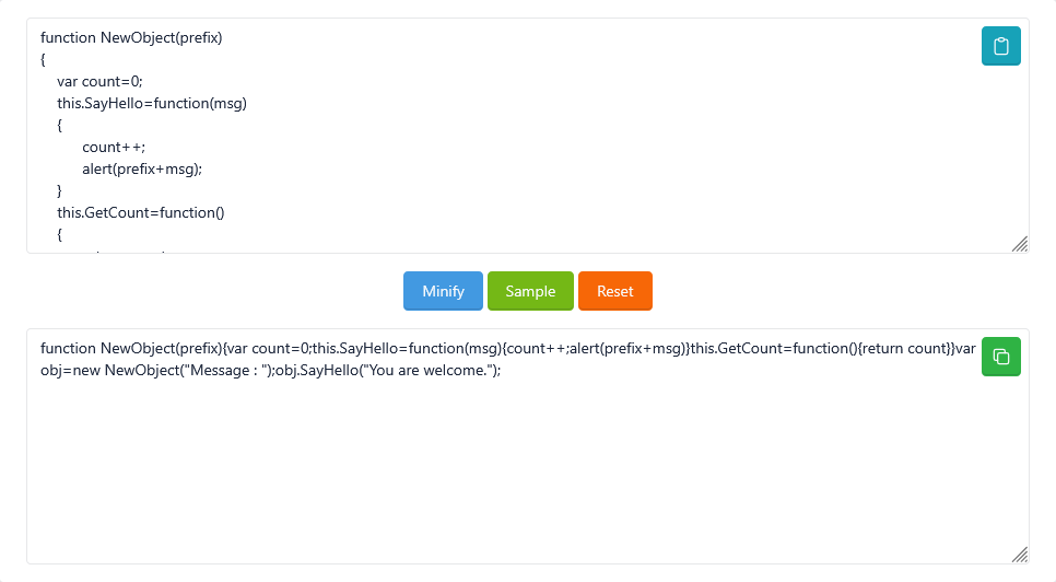 JavaScript Minifier Tool