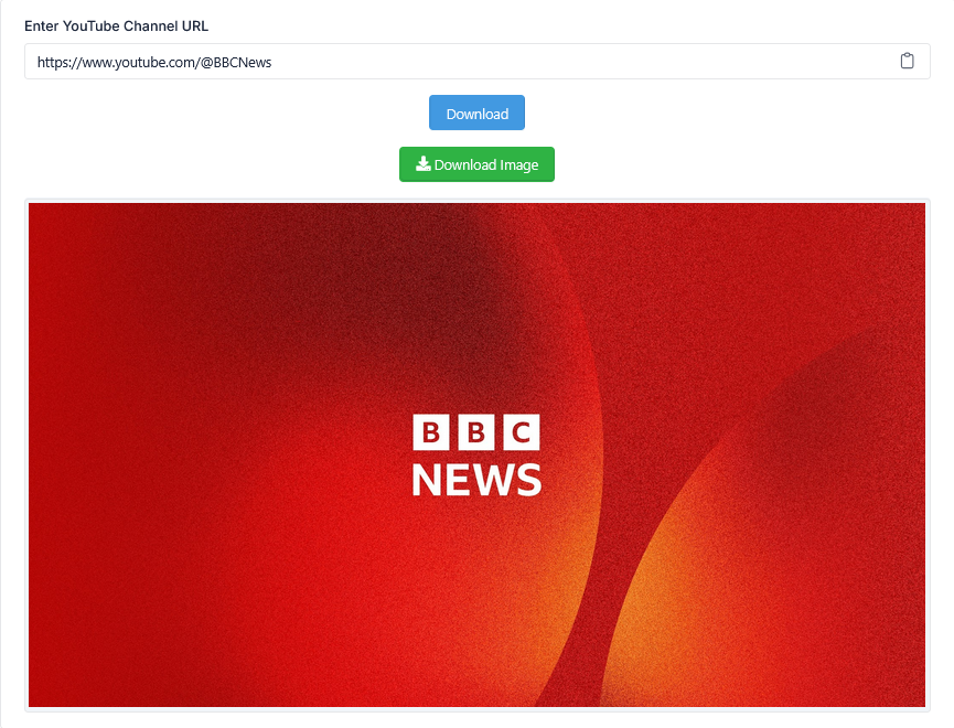 ইউটিউব চ্যানেল ব্যানার ডাউনলোডার টুল ইন্টারফেস