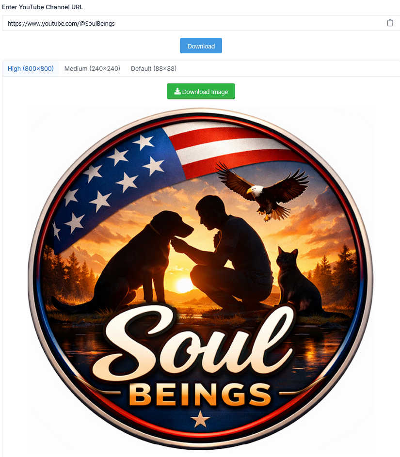 واجهة أداة تنزيل شعار قناة يوتيوب