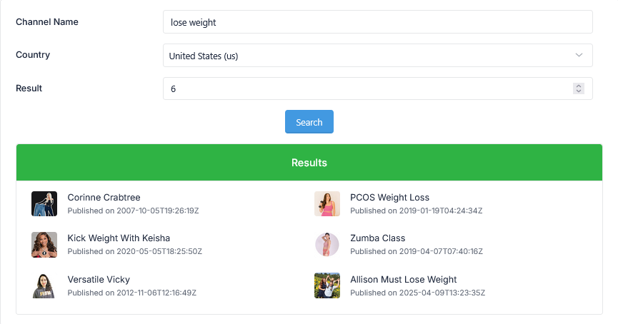 YouTube Kanal-Suche Tool