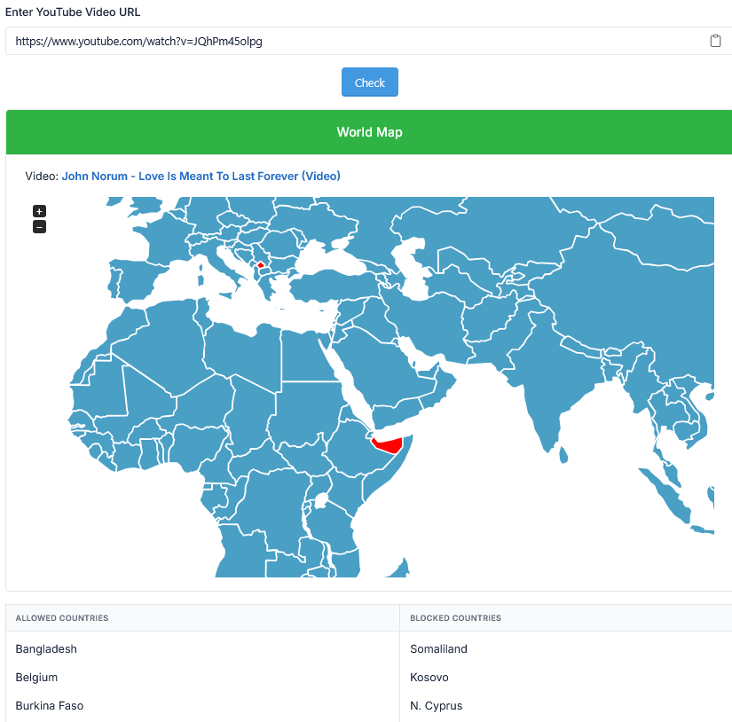 Interfaccia dello strumento Controllore Restrizioni Regionali YouTube