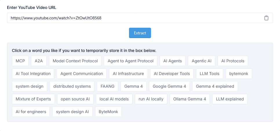 Outil d'extraction de tags YouTube