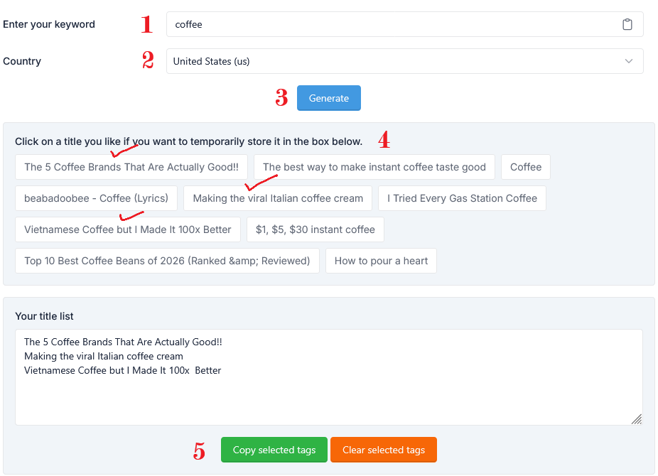 أداة مولد عناوين يوتيوب